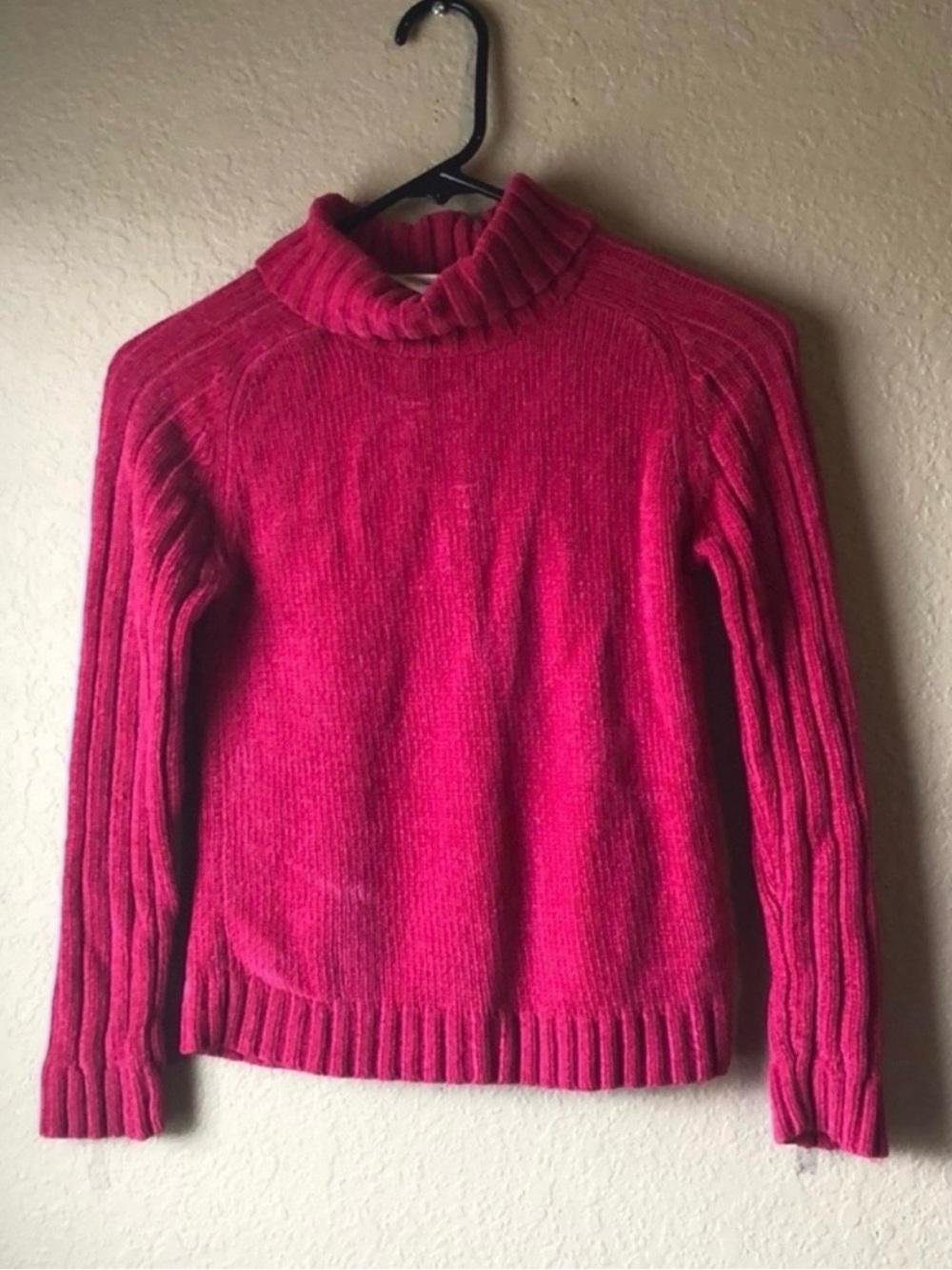 Faded Glory Sweater Girls Y2K Dark Pink Turtleneck Casual Knit Size Large 10/12
